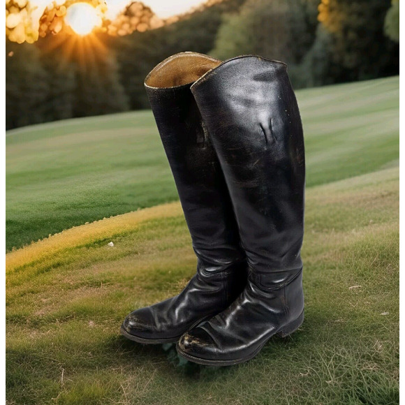 Vtg DEHNER Womens 10 Stock Dress Equestrian Riding Show Boot Leather Tall NARROW - Picture 1 of 16